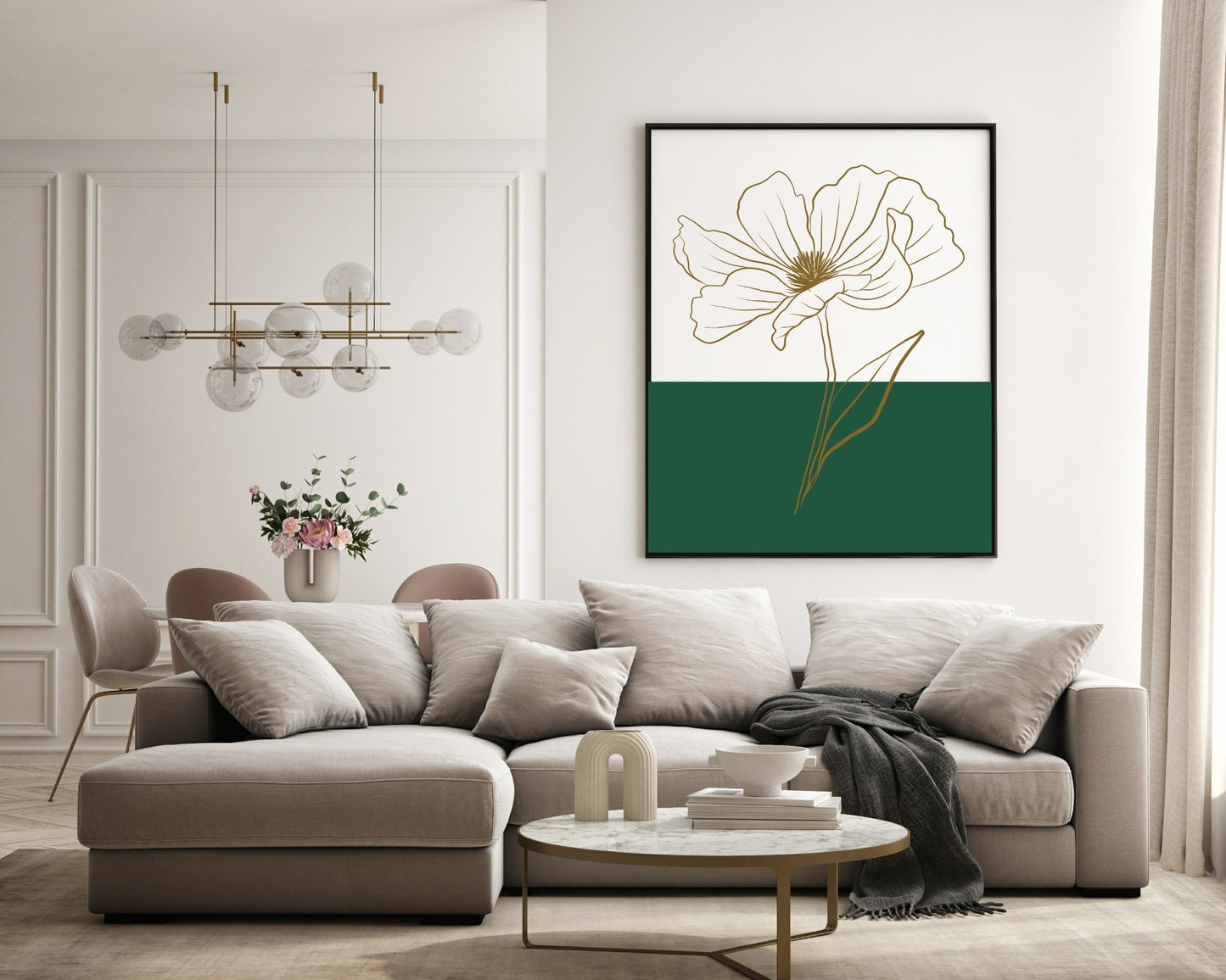 Floral Colour Block Wall Art Prints | Various Colours Available