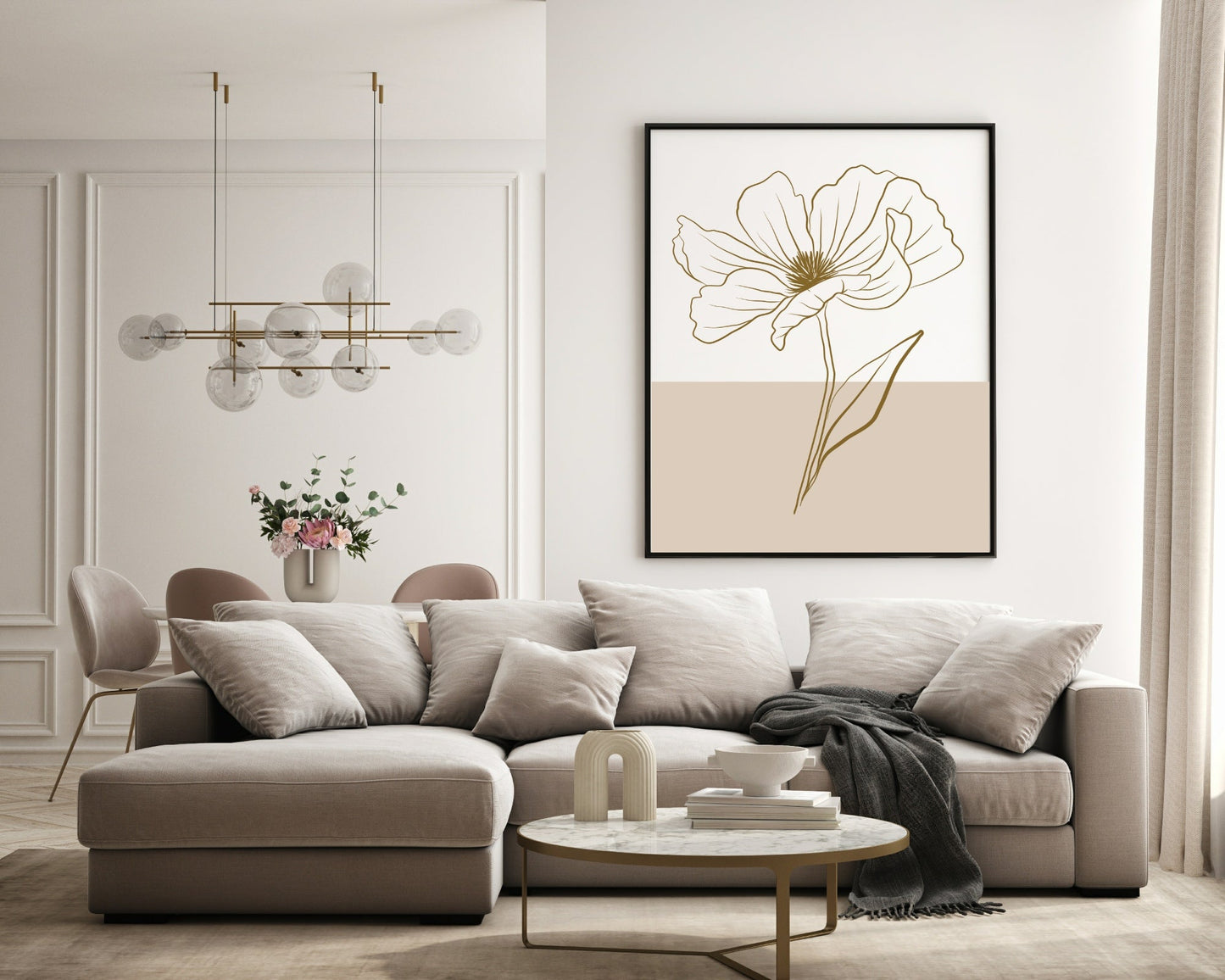 Floral Colour Block Wall Art Prints | Various Colours Available