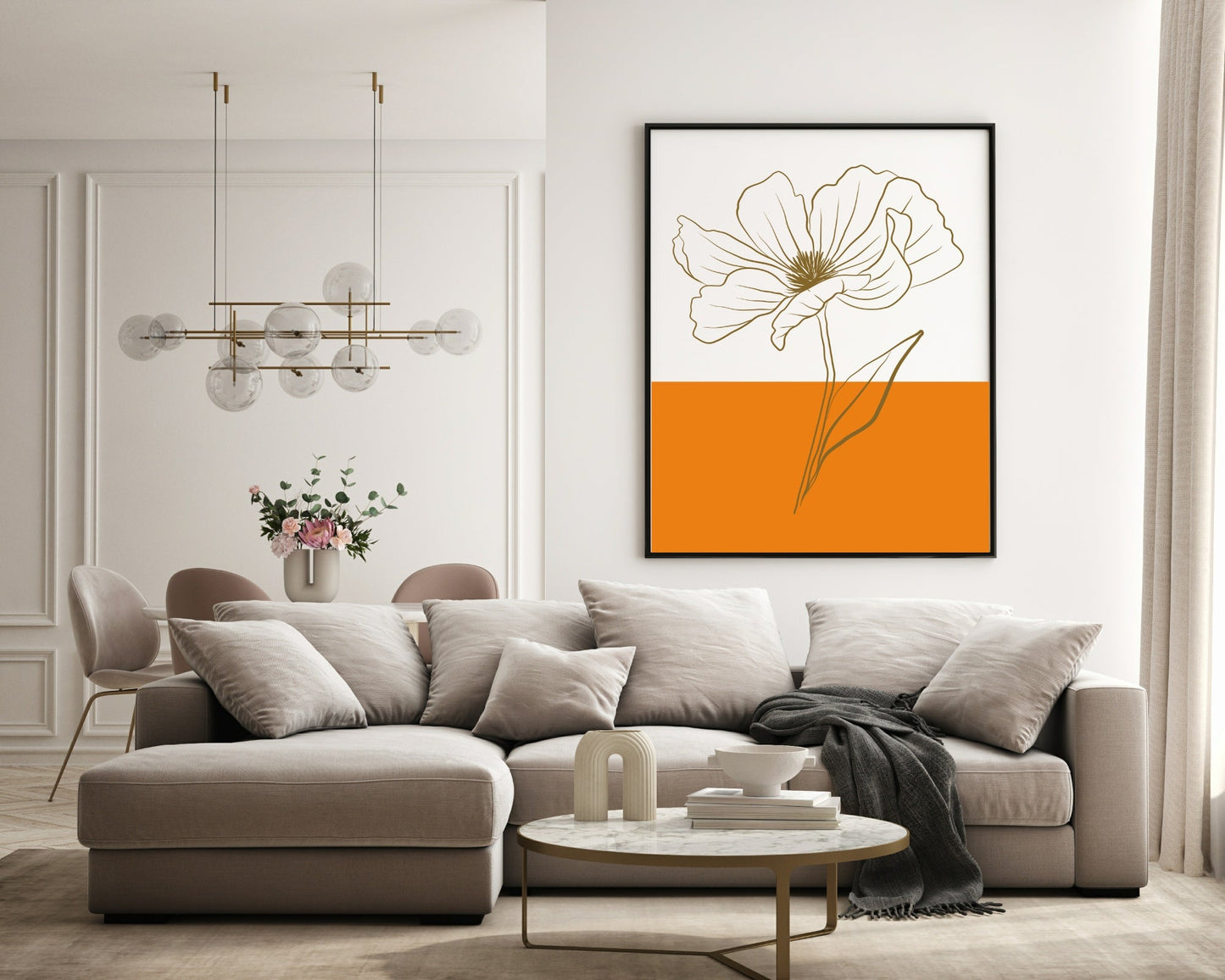 Floral Colour Block Wall Art Prints | Various Colours Available