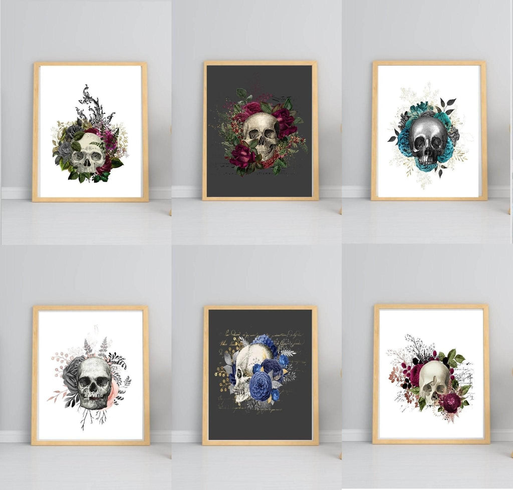 Floral Skull Prints | Collection Of Sugar Skulls Wall Art - Larosier Prints
