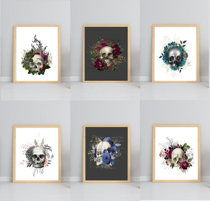 Floral Skull Prints | Collection Of Sugar Skulls Wall Art Skull 6