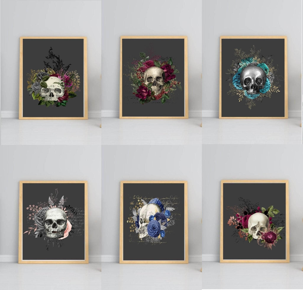 Floral Skull Prints | Collection Of Sugar Skulls Wall Art - Larosier Prints