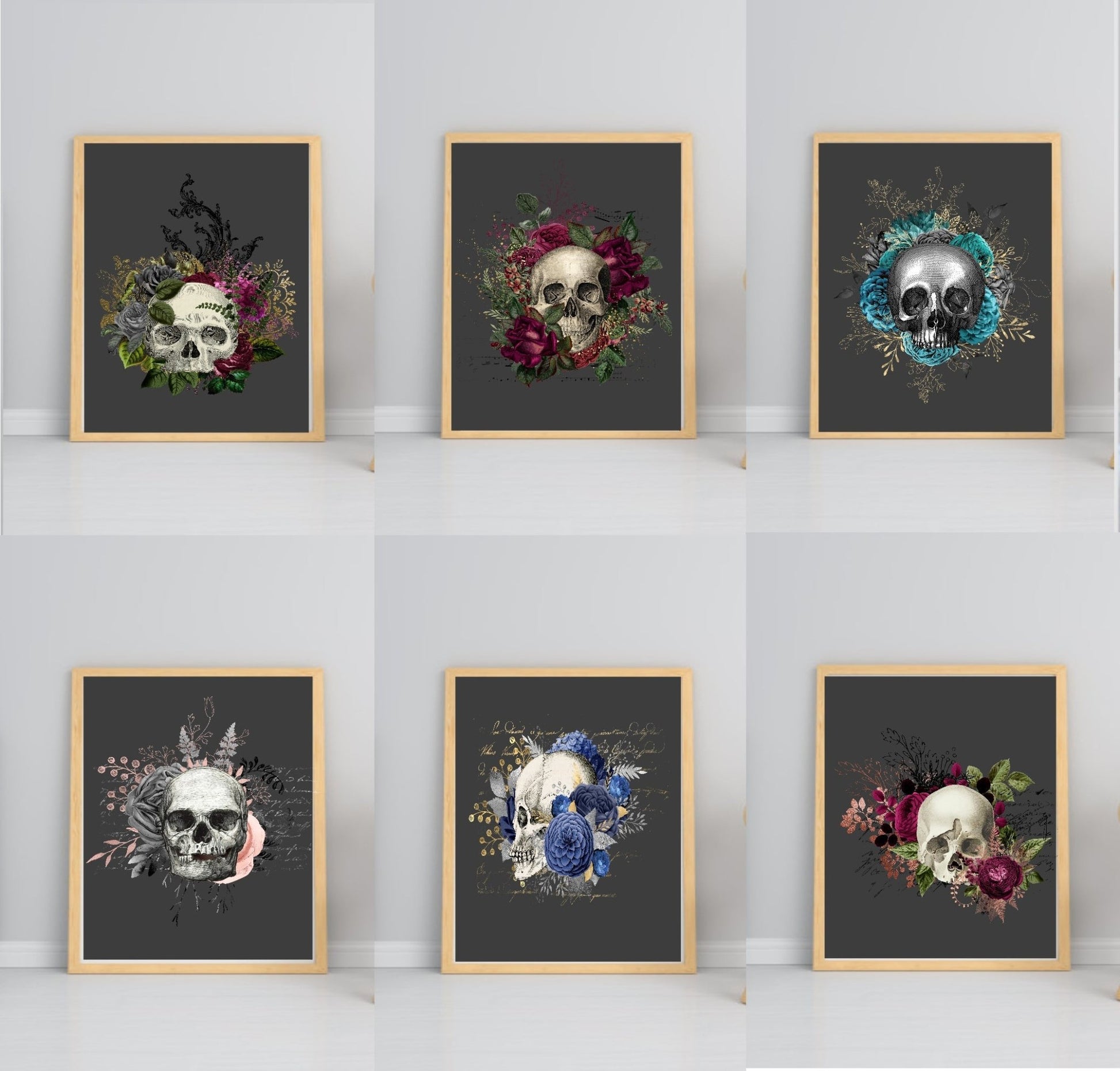 Floral Skull Prints | Collection Of Sugar Skulls Wall Art