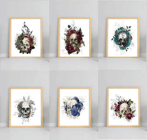 Floral Skull Prints | Collection Of Sugar Skulls Wall Art - Larosier Prints