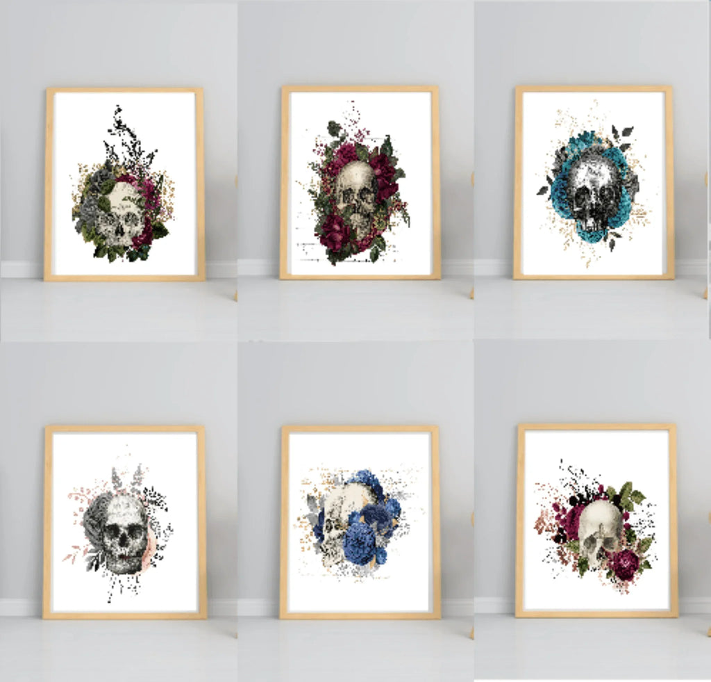 Floral Skull Prints | Collection Of Sugar Skulls Wall Art - Larosier Prints