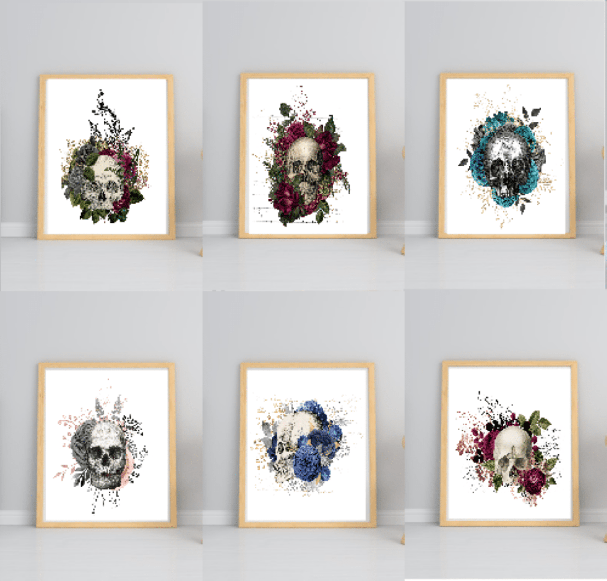 Floral Skull Prints | Collection Of Sugar Skulls Wall Art