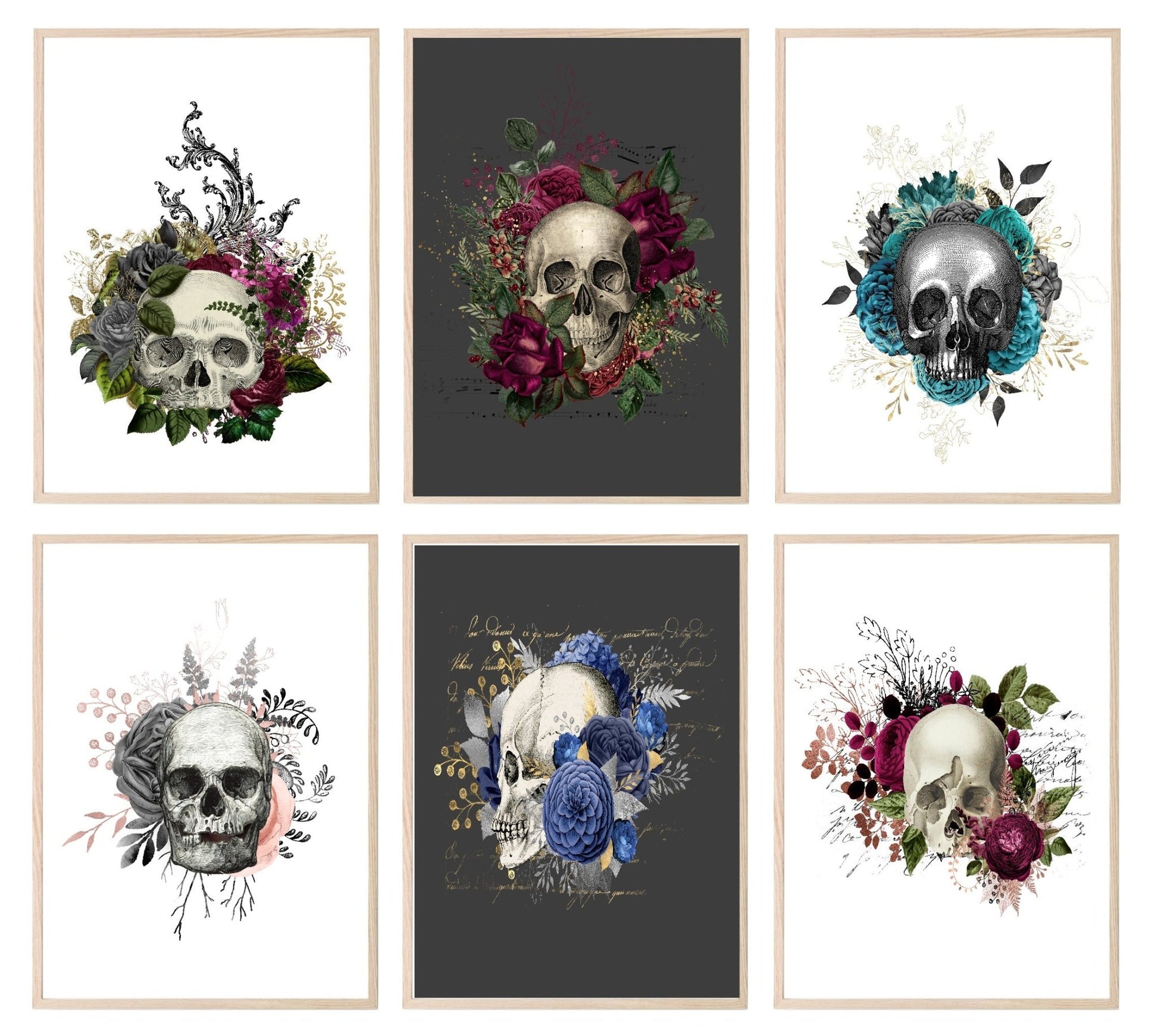 Floral Skull Prints | Collection Of Sugar Skulls Wall Art