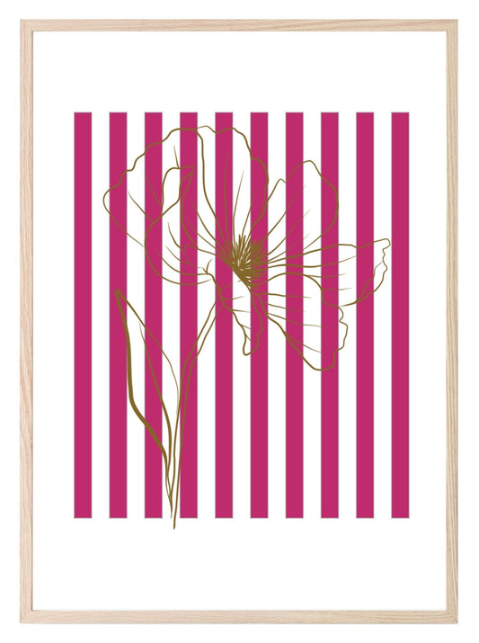 Floral Stripes Wall Art Prints | Various Colours Available Pink