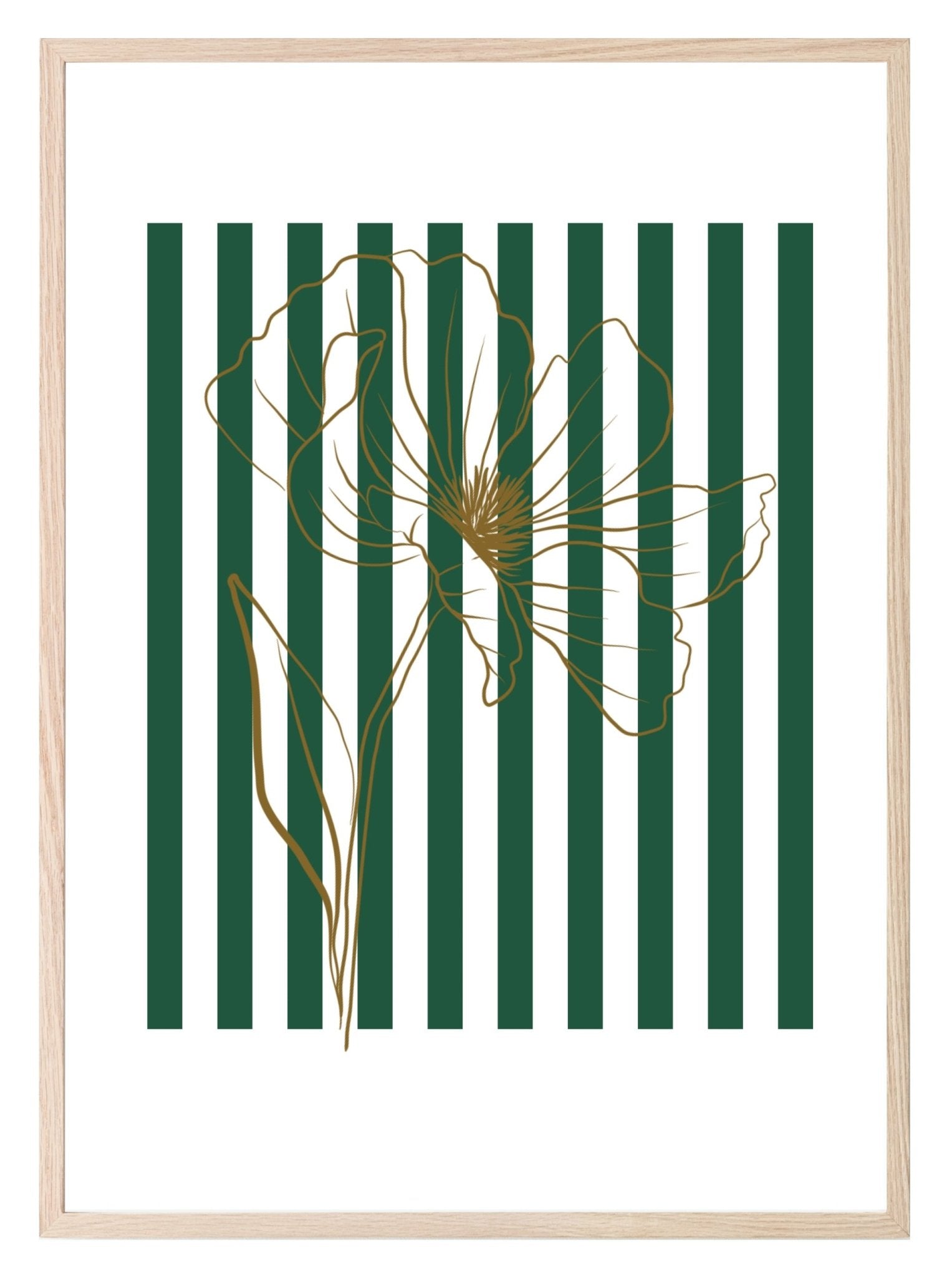 Floral Stripes Wall Art Prints | Various Colours Available Green