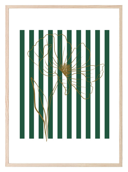 Floral Stripes Wall Art Prints | Various Colours Available Green