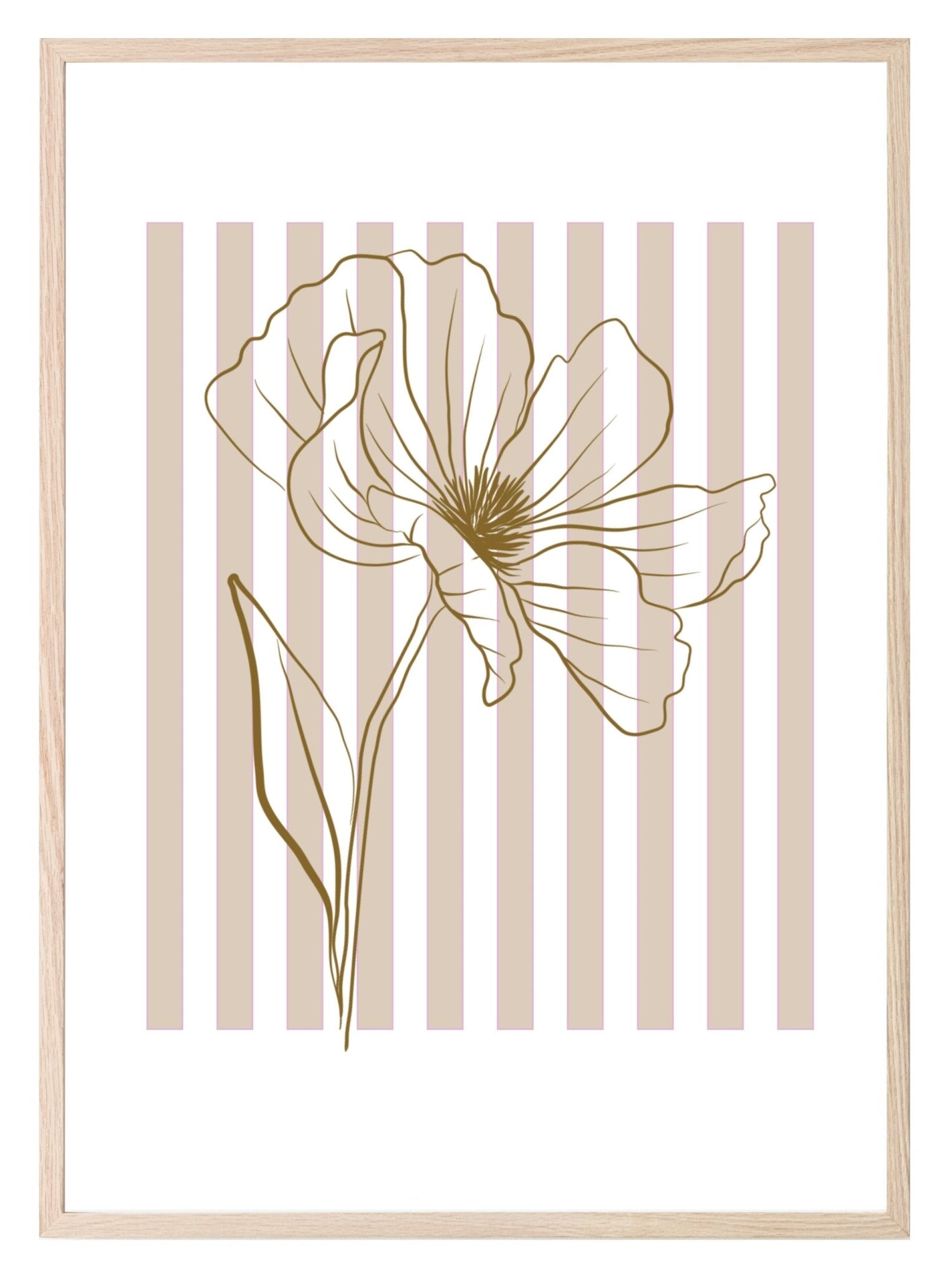 Floral Stripes Wall Art Prints | Various Colours Available Beige