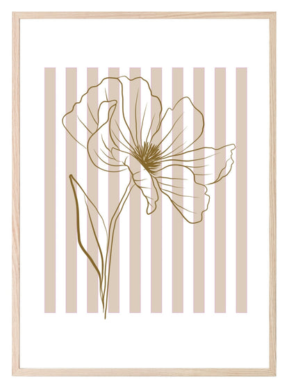 Floral Stripes Wall Art Prints | Various Colours Available Beige