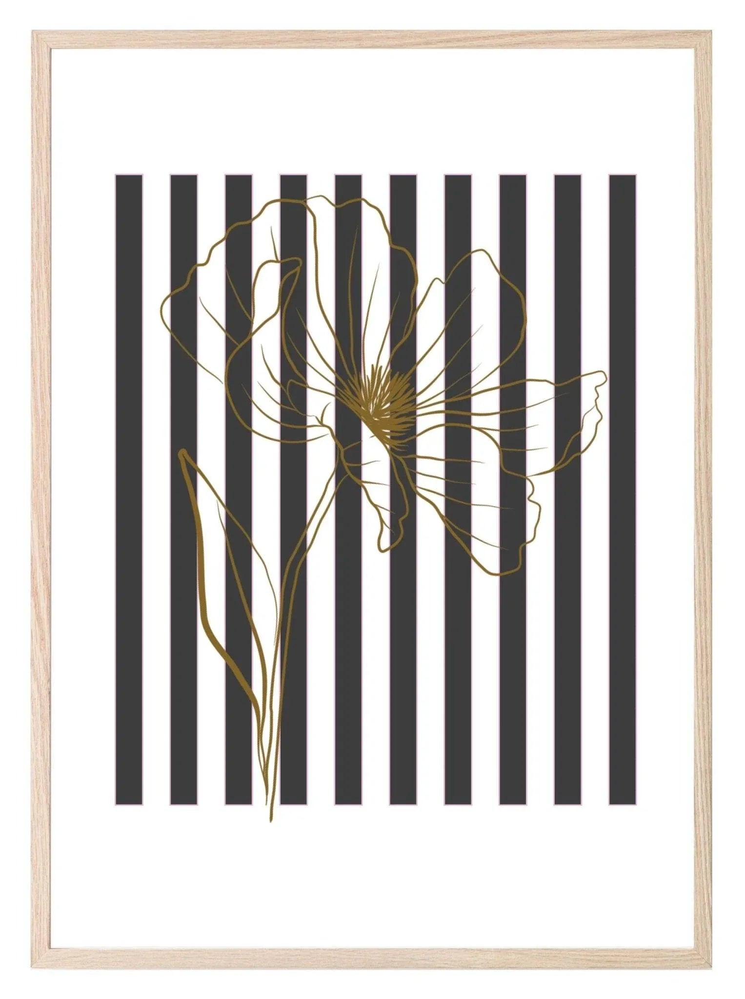 Floral Stripes Wall Art Prints | Various Colours Available - Larosier Prints