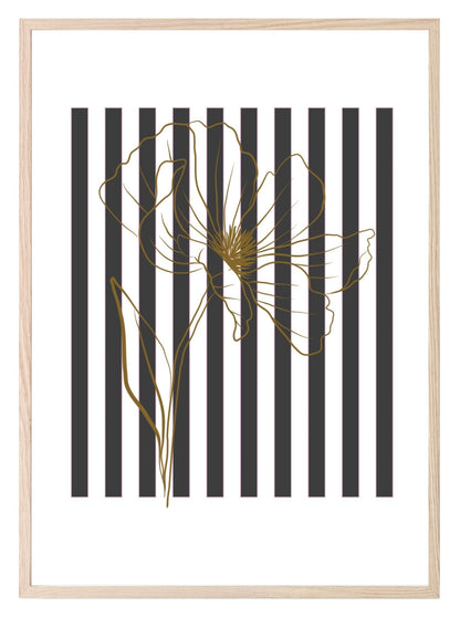 Floral Stripes Wall Art Prints | Various Colours Available Charcoal