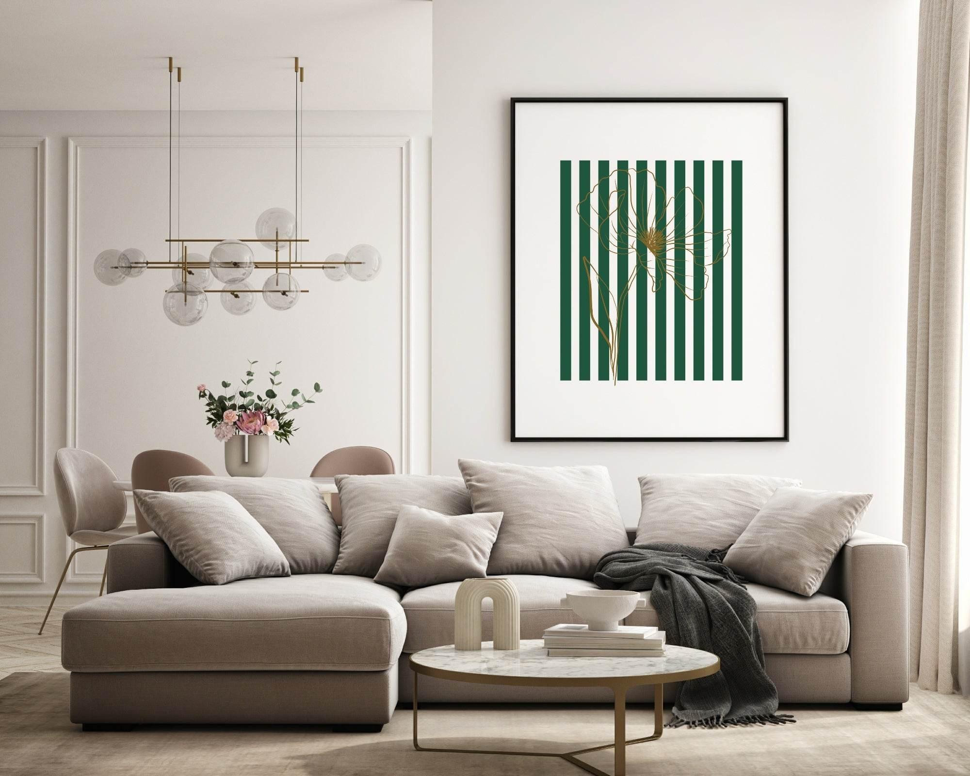 Floral Stripes Wall Art Prints | Various Colours Available - Larosier Prints