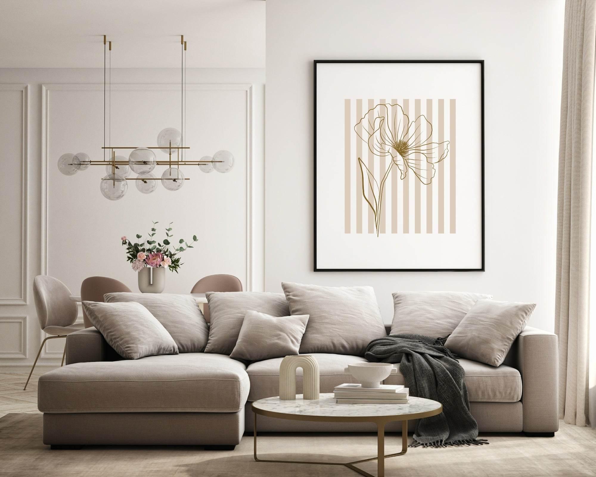 Floral Stripes Wall Art Prints | Various Colours Available - Larosier Prints