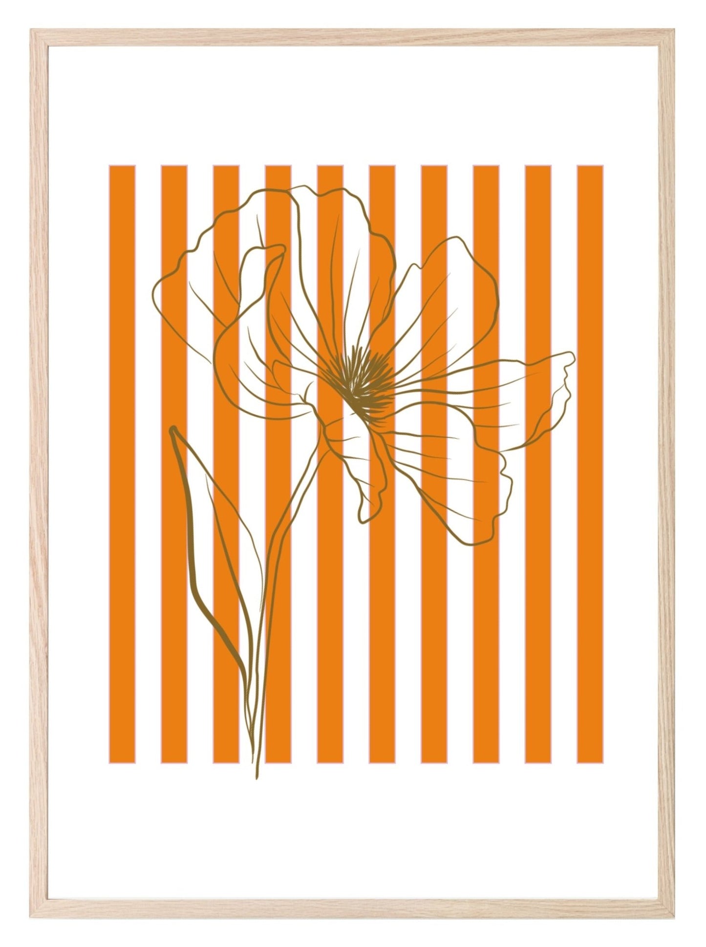 Floral Stripes Wall Art Prints | Various Colours Available Orange