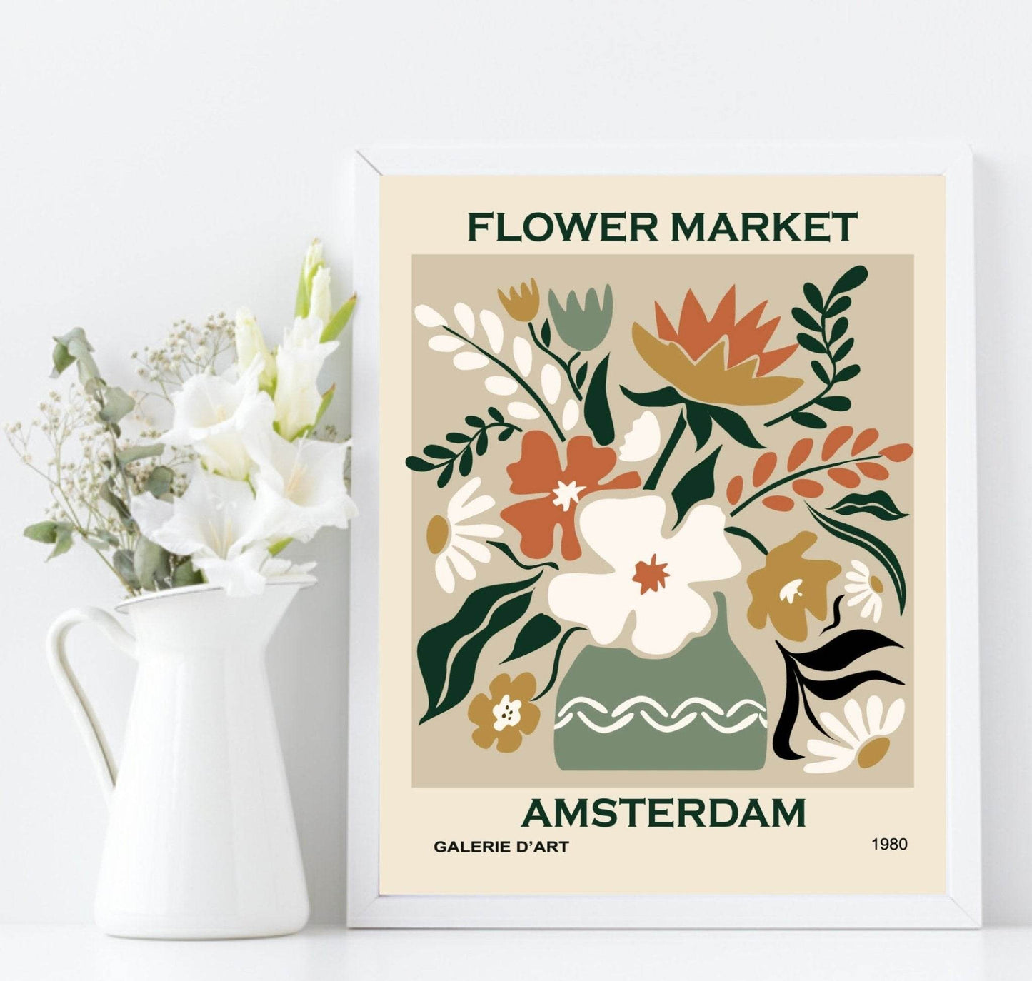 Flower Market Amsterdam Print | Modern Floral Wall Art