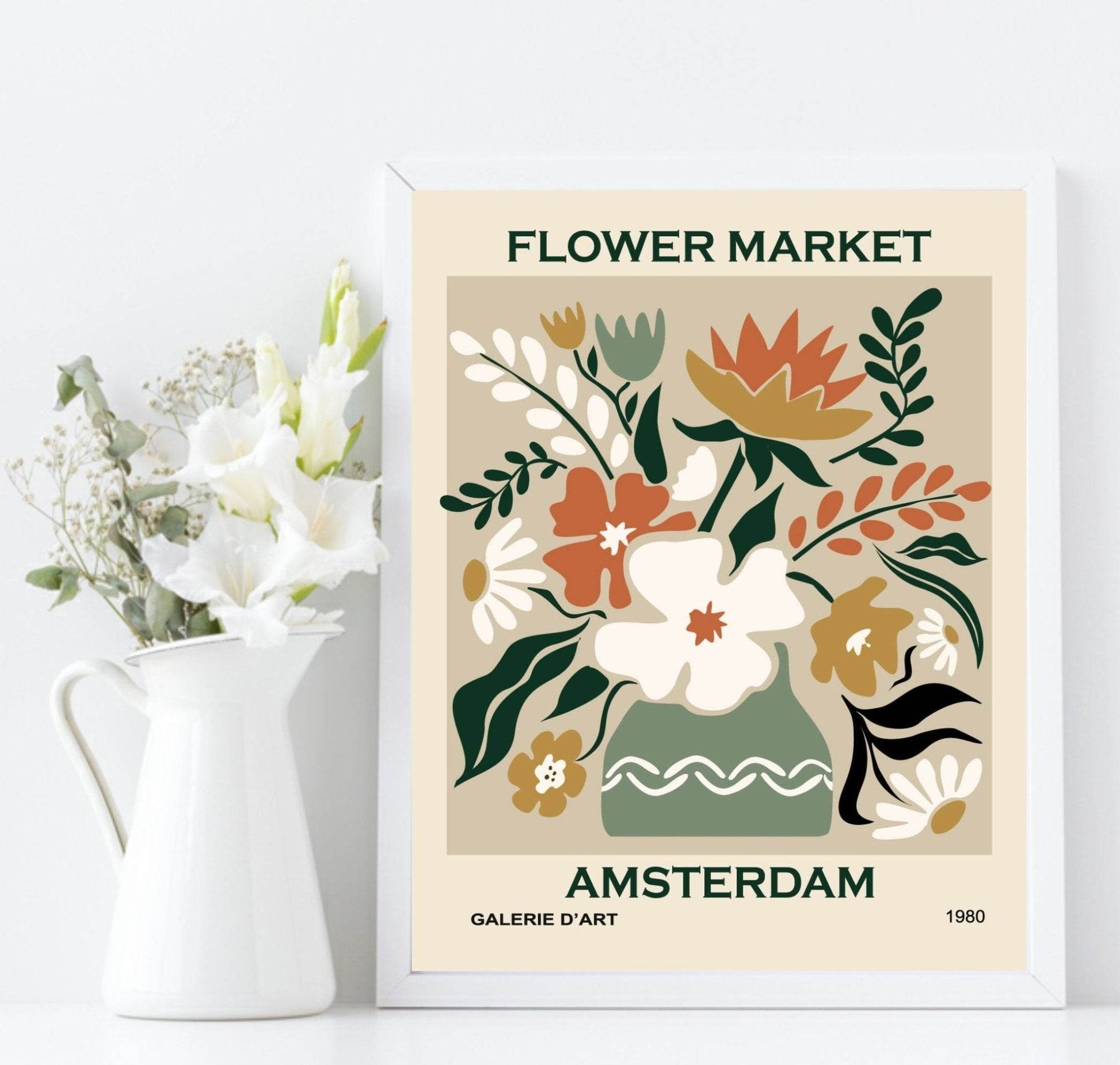Flower Market Amsterdam Print | Modern Floral Wall Art