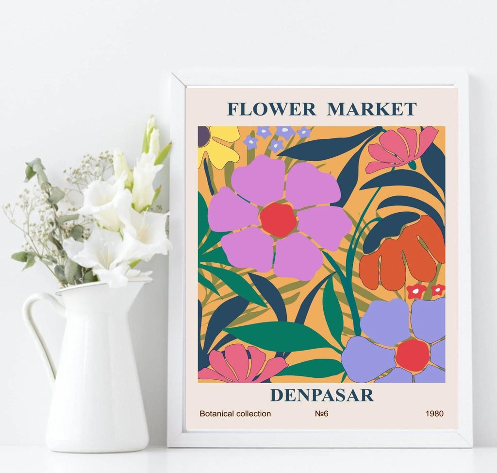 Flower Market Denpasar Print | Modern Floral Wall Art - Larosier Prints
