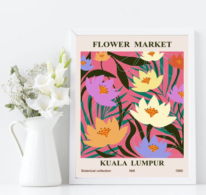 Flower Market Kuala Lumpur Print | Modern Floral Wall Art