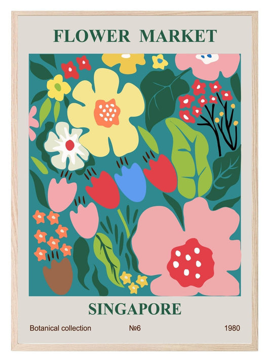 Flower Market Singapore Print | Modern Floral Wall Art