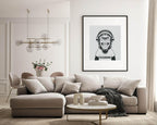 Fun Animal & Fashion Music Print | Happy Monkey wearing Dolce & Banana T-Shirt & Headphones - Larosier Prints