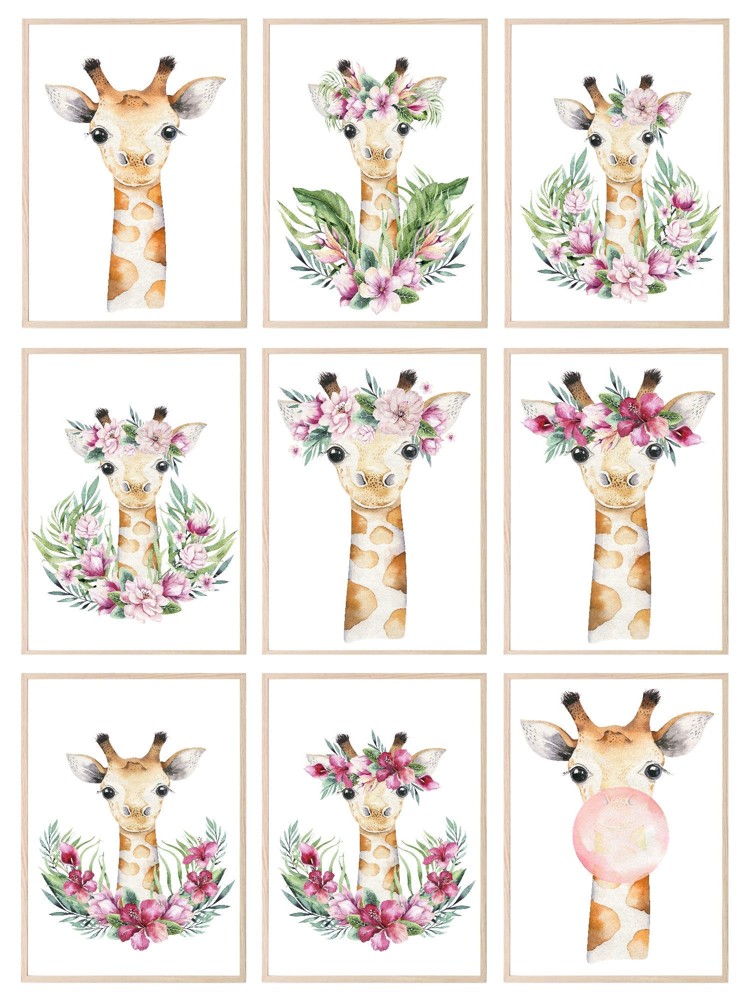 Collection Of Gilly The Giraffe Prints | Kids Animal Wall Art