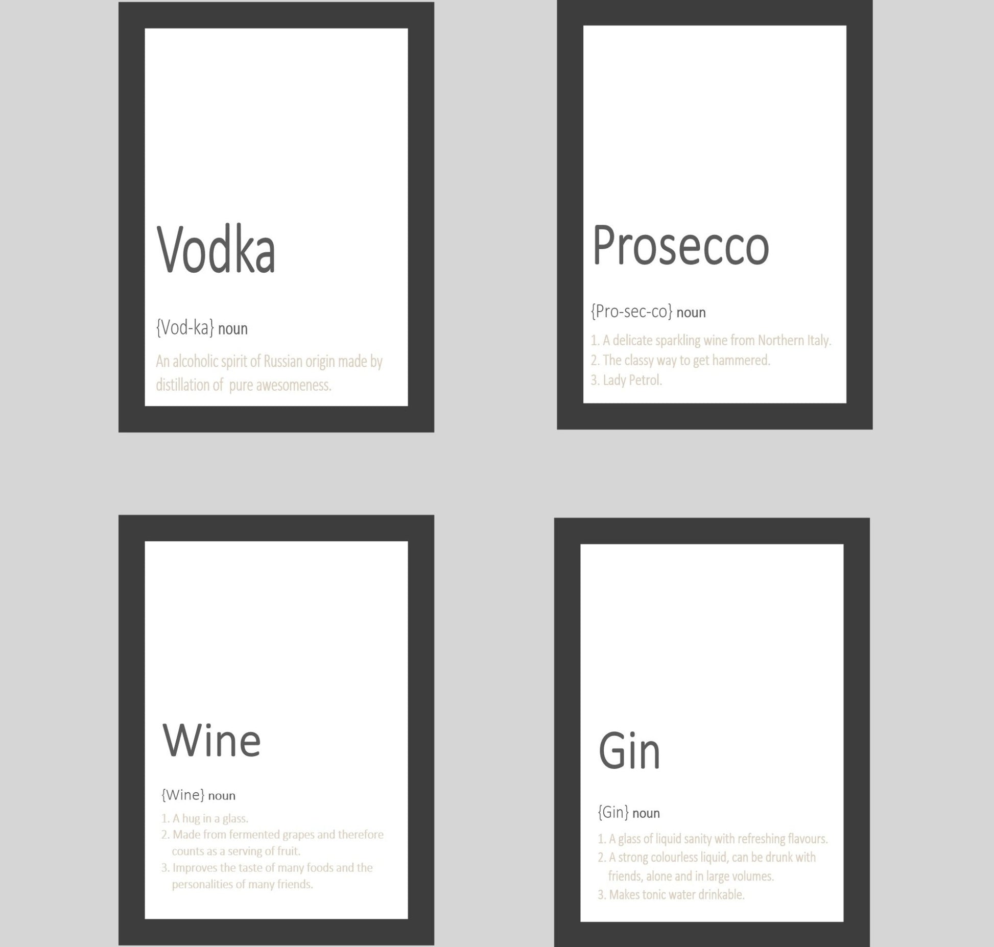 Gin Definition Print | Food & Drink Wall Art | Customisable