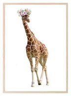 Giraffe With Floral Crown Print | Kids Animal Wall Art - Larosier Prints