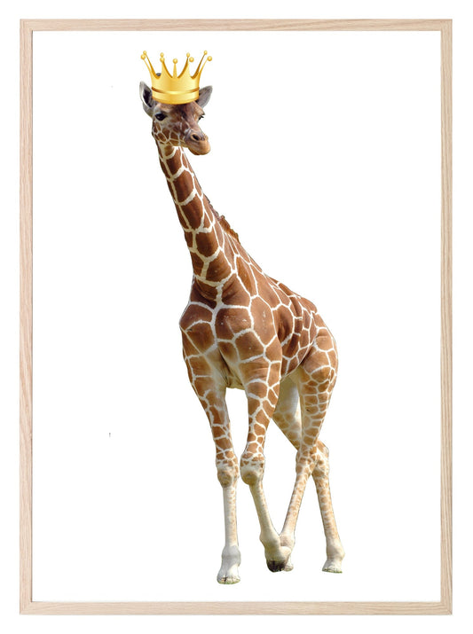 Giraffe With Gold Crown Print | Animal Wall Art