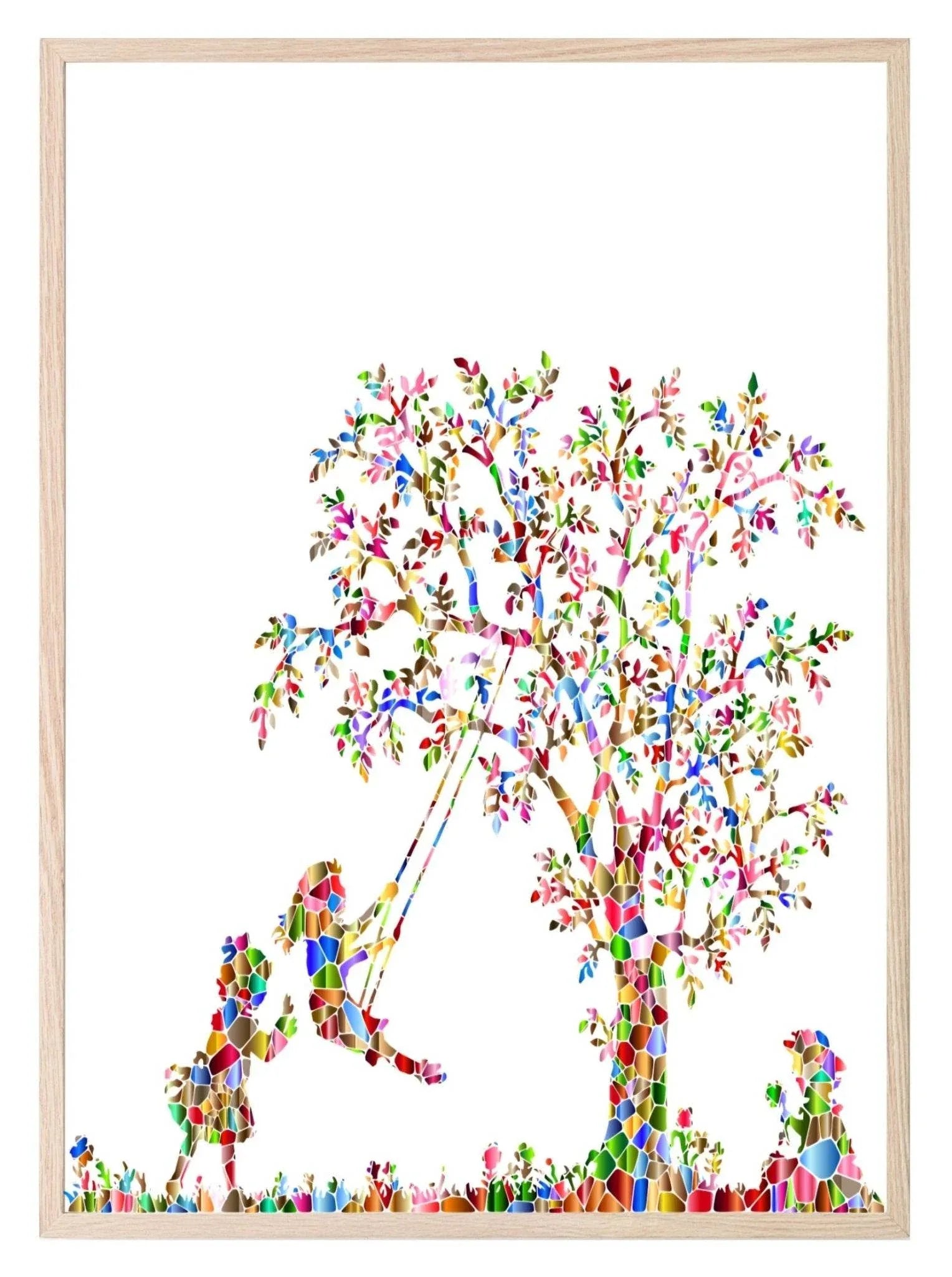 Girl On A Swing | Bright Kids Wall Art - Larosier Prints