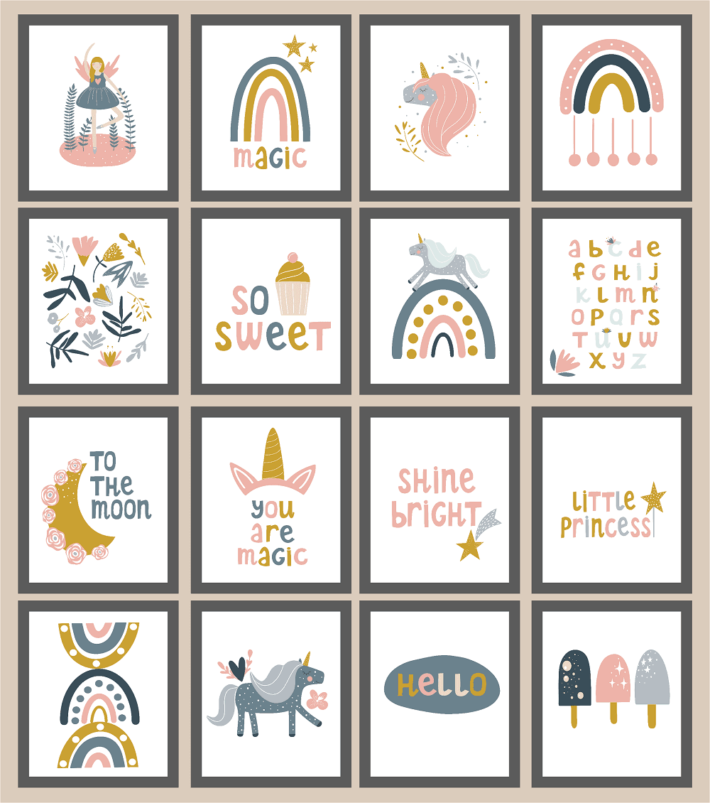 Girls Modern Rainbow Magic Prints | Collection Of Nursery and Playroom Wall Art - Larosier Prints