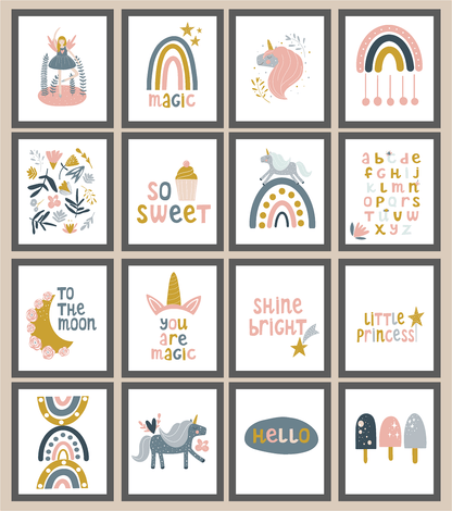 Girls Modern Rainbow Magic Prints | Collection Of Nursery and Playroom Wall Art