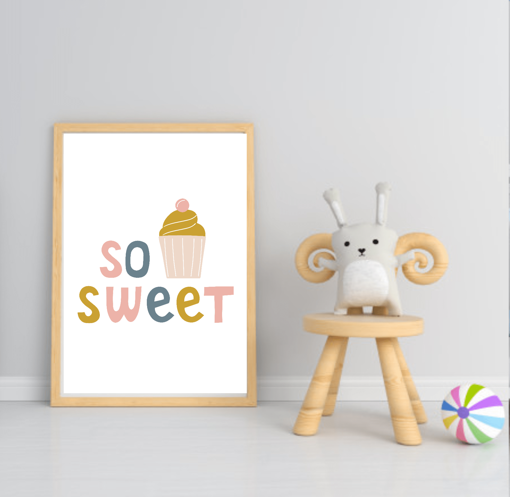 Girls Modern Rainbow Magic Prints | Collection Of Nursery and Playroom Wall Art So Sweet Cupcake