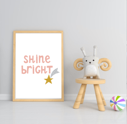 Girls Modern Rainbow Magic Prints | Collection Of Nursery and Playroom Wall Art Shine Bright