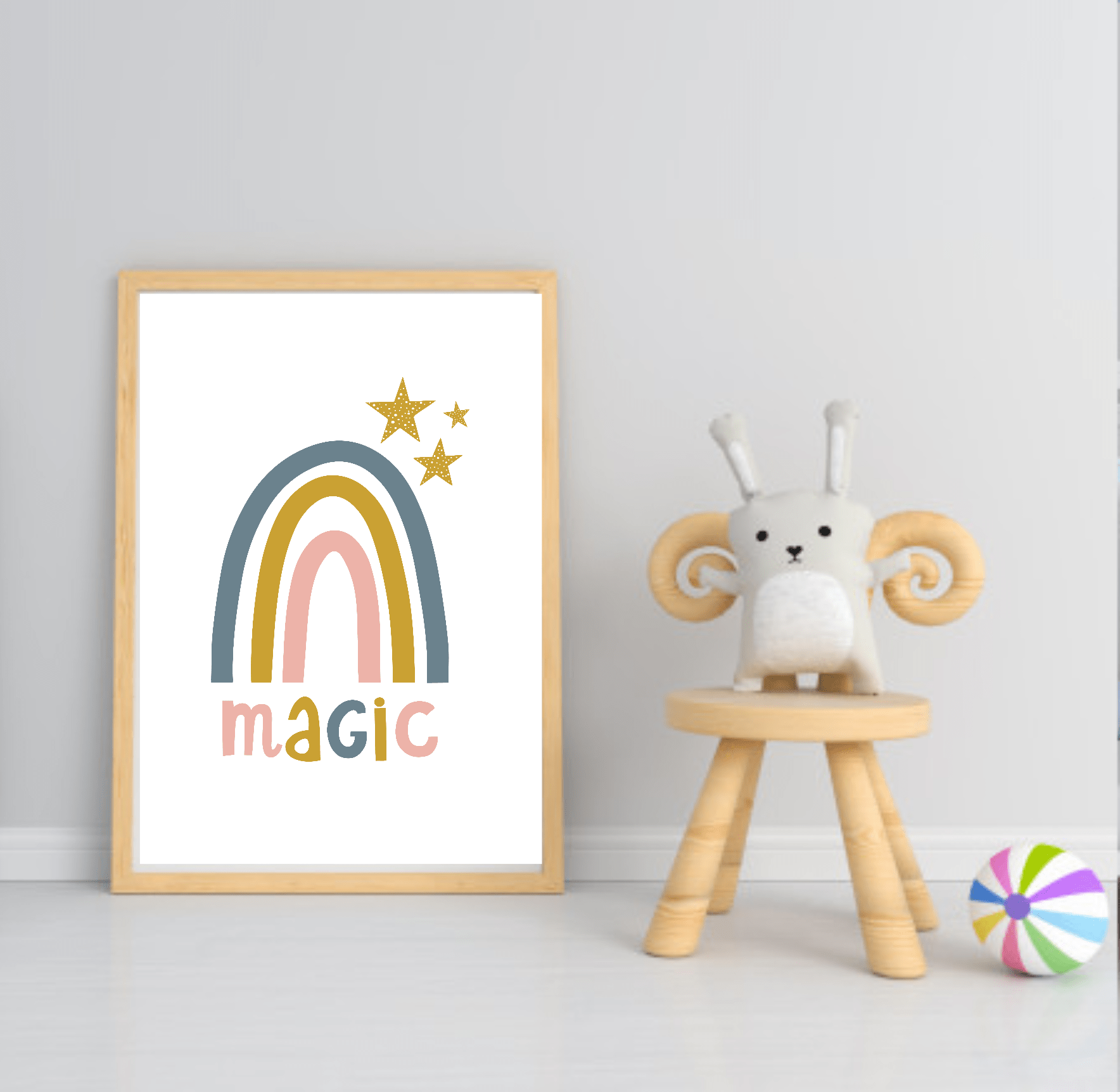 Girls Modern Rainbow Magic Prints | Collection Of Nursery and Playroom Wall Art Rainbow Magic