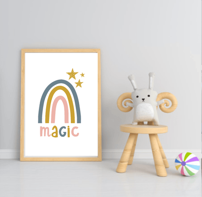 Girls Modern Rainbow Magic Prints | Collection Of Nursery and Playroom Wall Art Rainbow Magic