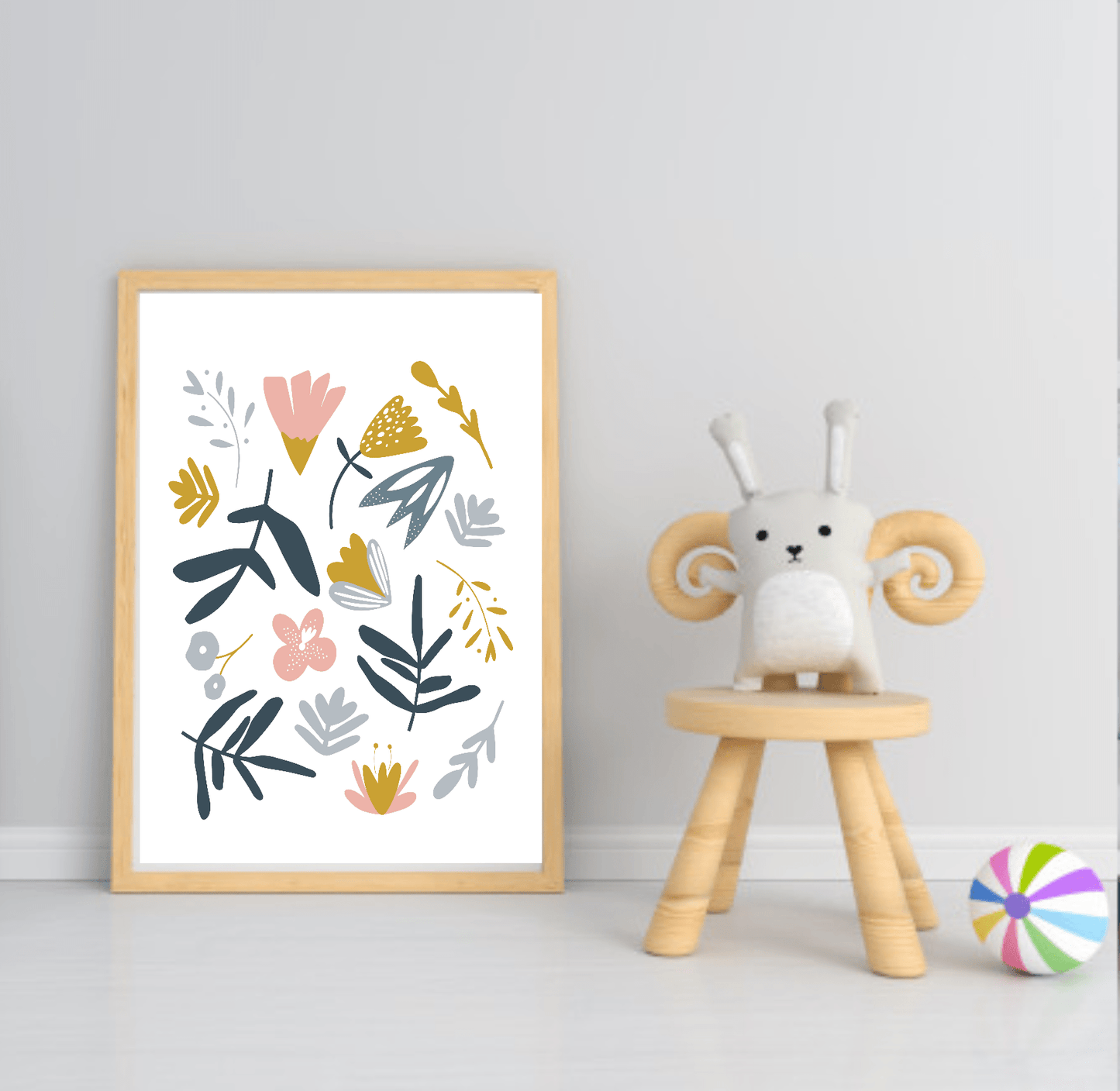 Girls Modern Rainbow Magic Prints | Collection Of Nursery and Playroom Wall Art Abstract Floral