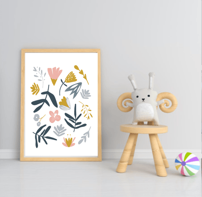 Girls Modern Rainbow Magic Prints | Collection Of Nursery and Playroom Wall Art Abstract Floral