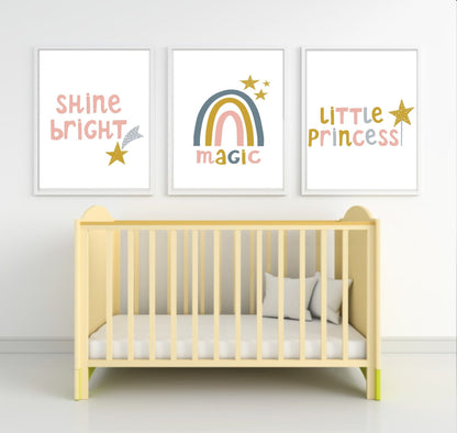 Girls Modern Rainbow Magic Prints | Collection Of Nursery and Playroom Wall Art