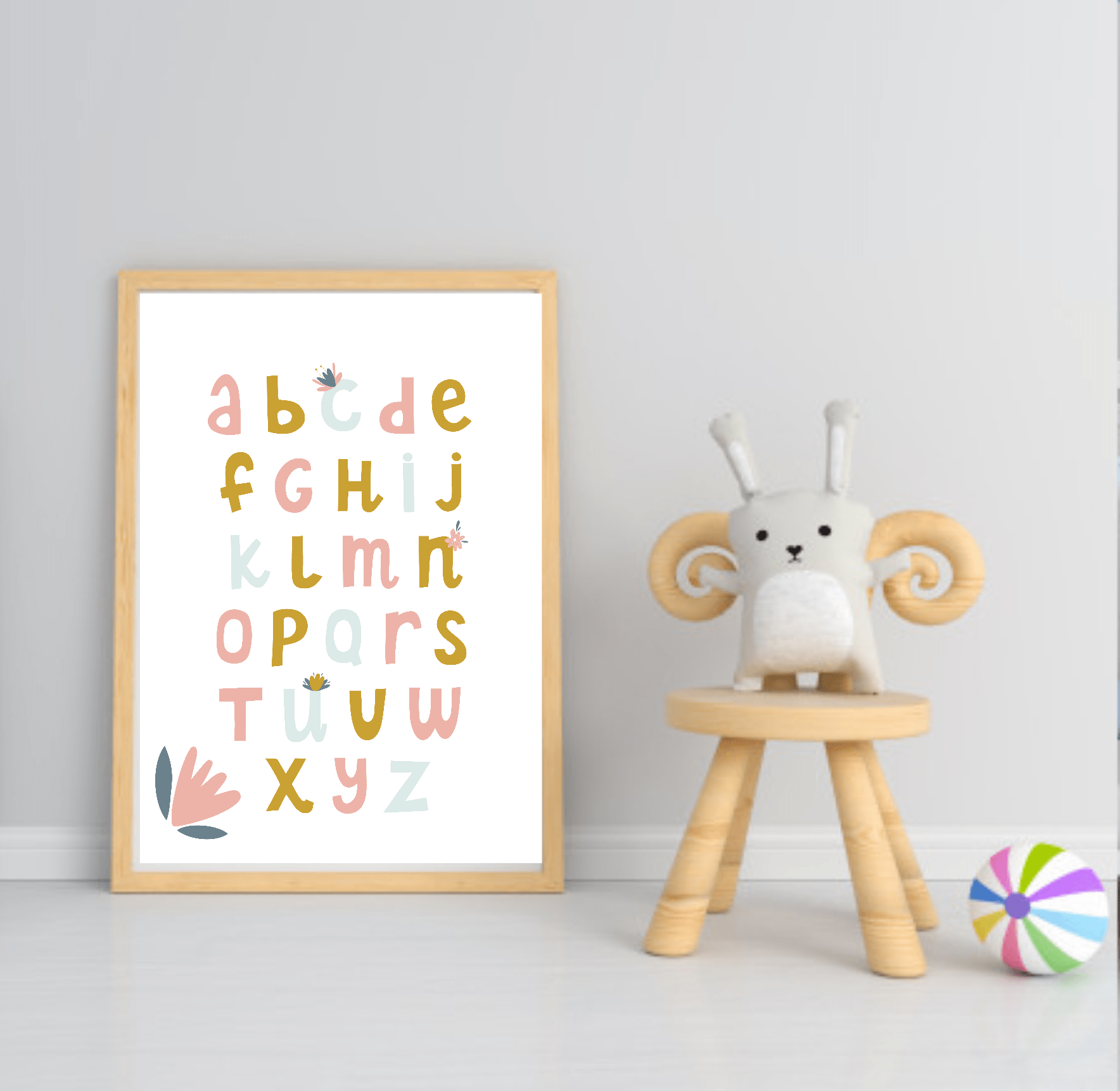 Girls Modern Rainbow Magic Prints | Collection Of Nursery and Playroom Wall Art Alphabet