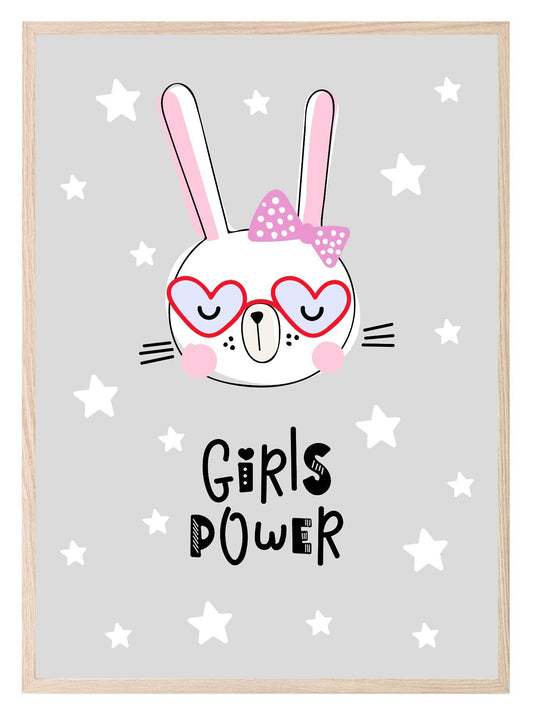 Girls Power Bunny Rabbit Print | Scandi Inspired Kids Wall Art
