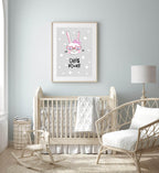 Girls Power Bunny Rabbit Print | Scandi Inspired Kids Wall Art - Larosier Prints