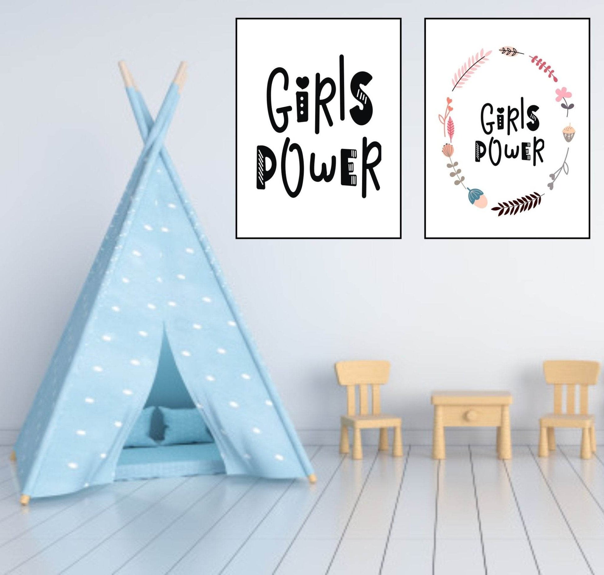 Girls Power Print | Scandi Inspired Wall Art | With Or Without Border