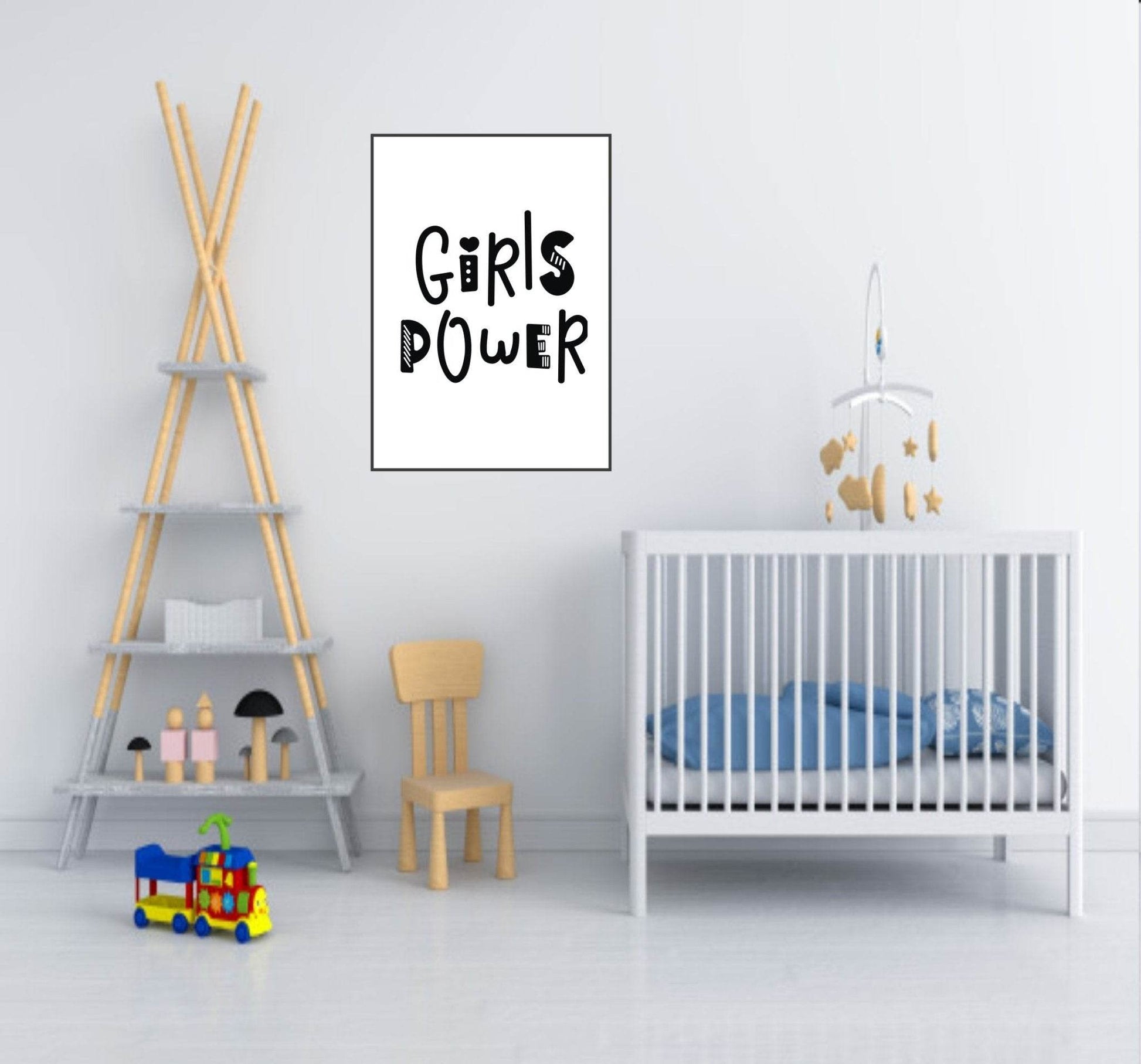 Girls Power Print | Scandi Inspired Wall Art | With Or Without Border
