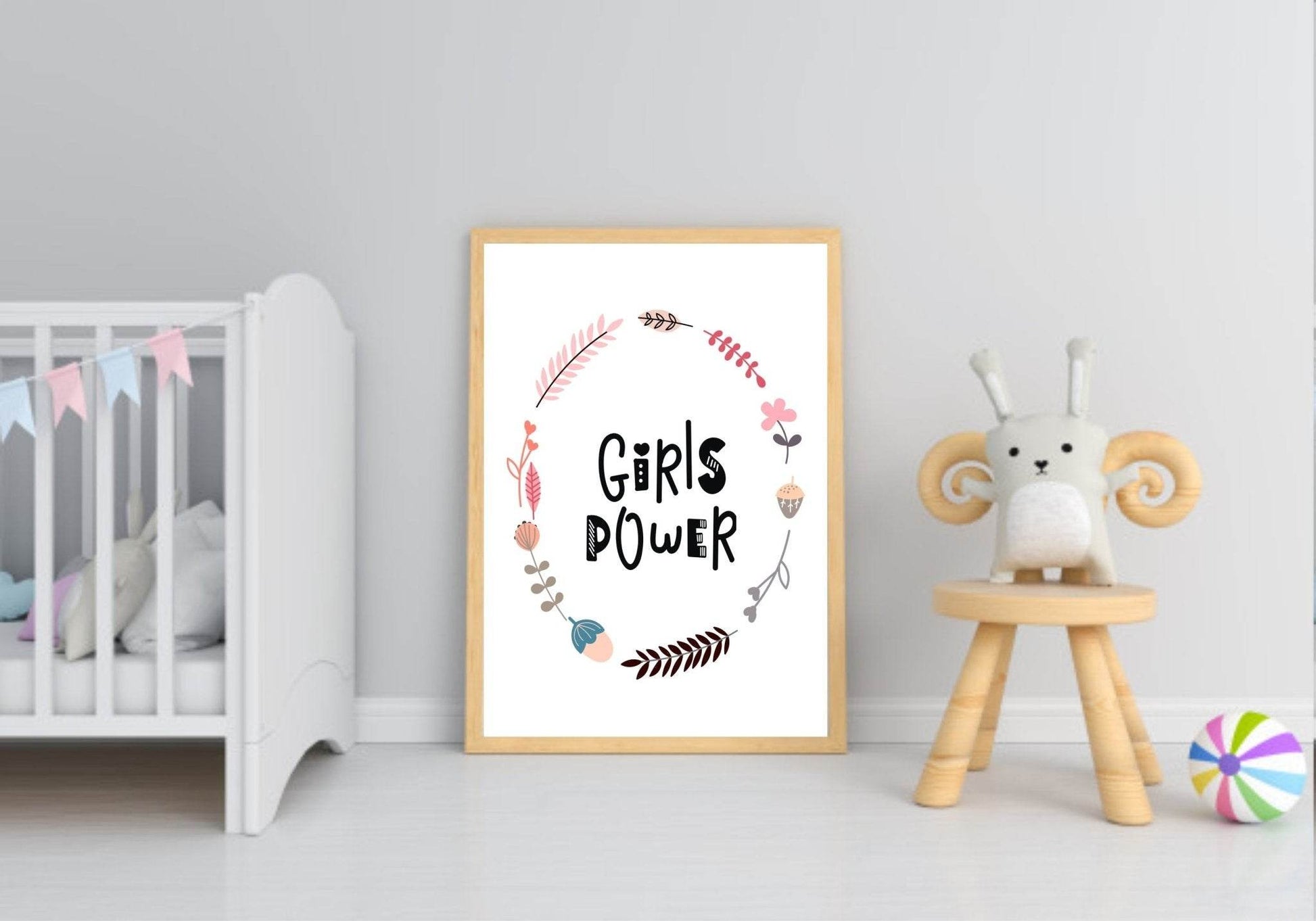 Girls Power Print | Scandi Inspired Wall Art | With Or Without Border