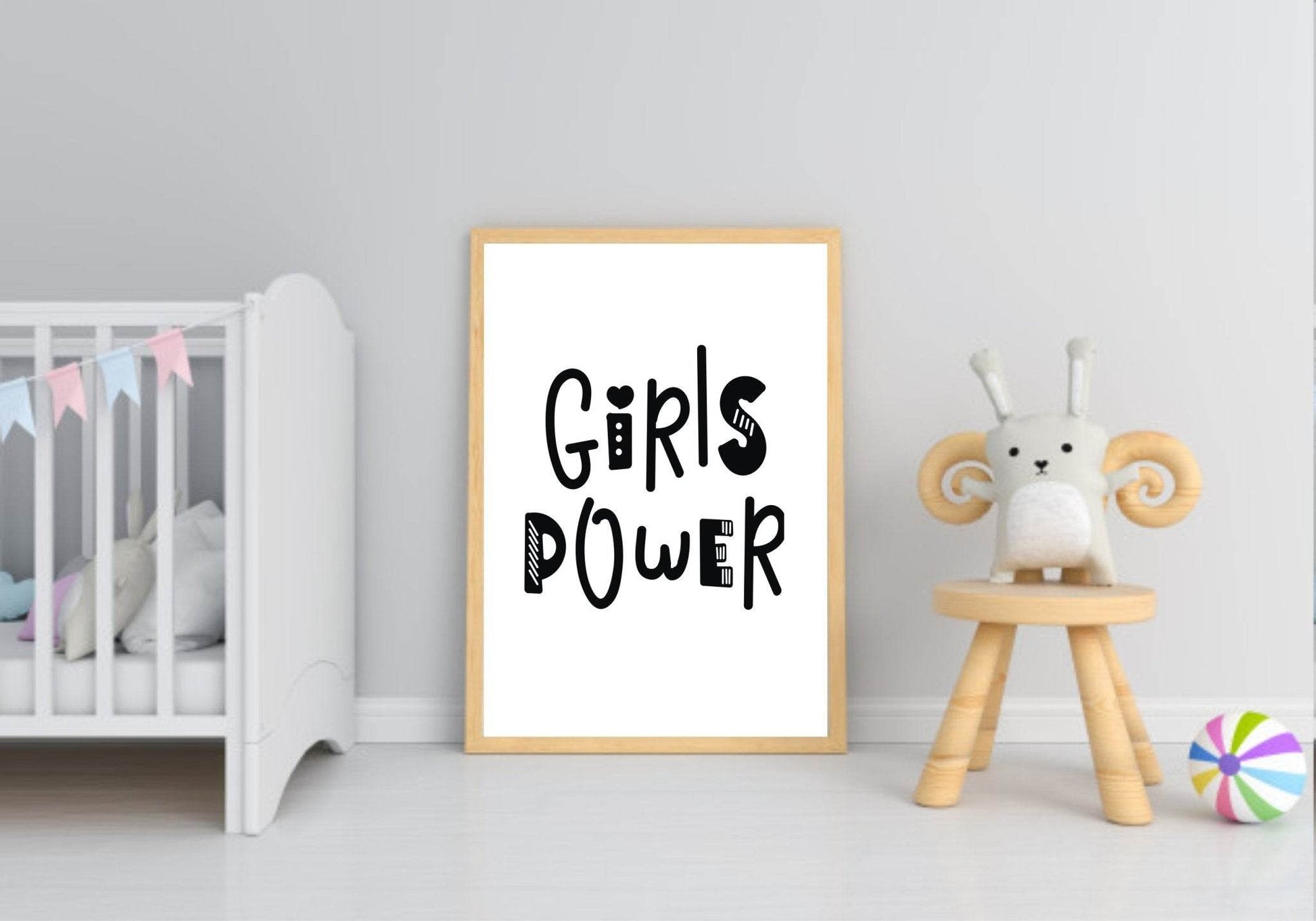 Girls Power Print | Scandi Inspired Wall Art | With Or Without Border
