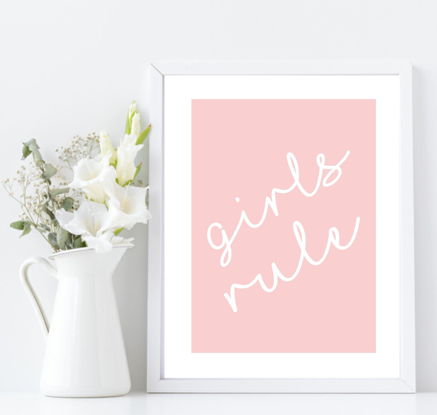 Girls Rule Print | Pink Wall Art | Customisable