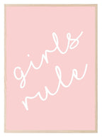 Girls Rule Print | Pink Wall Art | Customisable - Larosier Prints